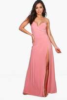 Thumbnail for your product : boohoo NEW Womens Jessie Strappy Slinky Wrap Maxi Dress in Polyester