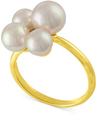 Majorica Gold-Tone Stainless Steel Imitation Pearl Cluster Ring