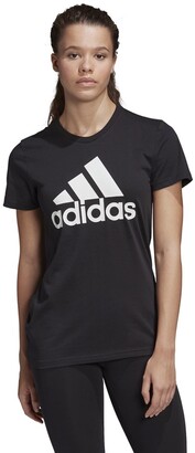 adidas Cotton Sports Logo T-Shirt with Crew-Neck and Short Sleeves