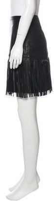 L'Agence Leather Fringe Skirt