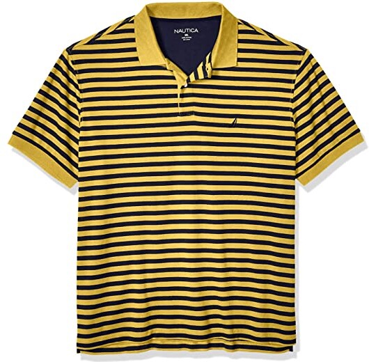 yellow striped polo
