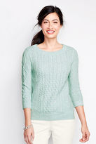 Thumbnail for your product : Lands' End Women's Petite 3/4-sleeve Lofty Blend Cable Marl Pullover Sweater