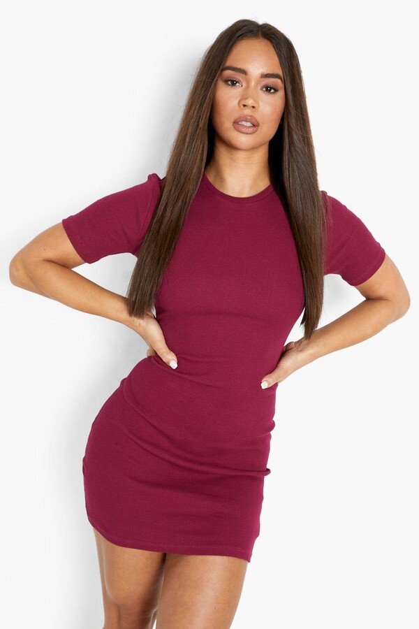 basic rib crew bodycon dress