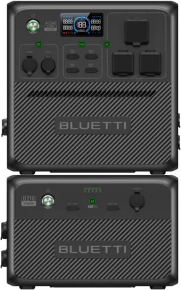 【US Plug】BLUETTI Portable Power Station AC240 and B210 External Battery, 3686Wh LiFePO4 Battery Backup 2400W AC Outlets,