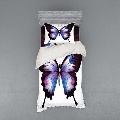 Ambesonne Swallowtail Butterfly Duvet Cover Set