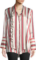 Thumbnail for your product : Maggie Marilyn Let's Be Frank Striped Button-Front Silk Shirt