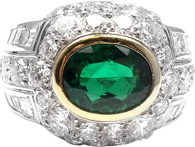 Patek Philippe Emerald Diamond Platinum Ring