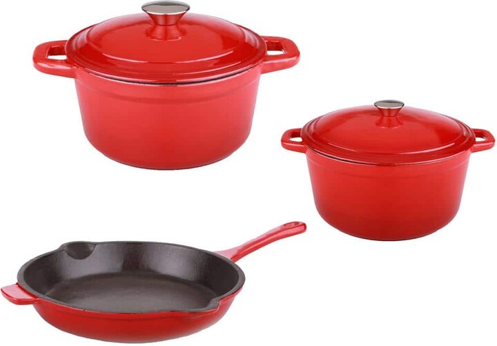 Berghoff Neo 5-Piece Cast Iron Cookware Set in Red