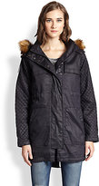 Thumbnail for your product : Current/Elliott The Bridgeport Fox Fur-Trimmed Coated Stretch Cotton Coat
