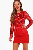Thumbnail for your product : boohoo Petite Long Sleeve Sequin Tassel Dress