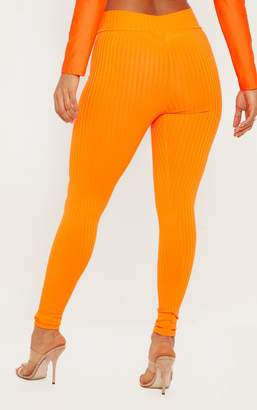 PrettyLittleThing Neon Yellow Ribbed High Waisted Legging