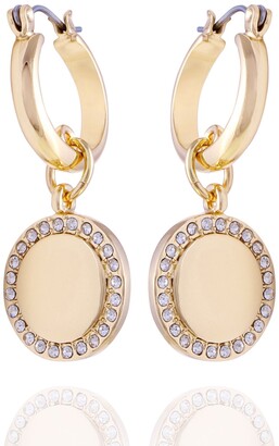 T Tahari Pave Fire Essential Hoop with Charm Earring