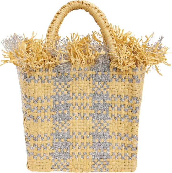 PAMELA MUNSON Mini Check Mate Raffia Handbag