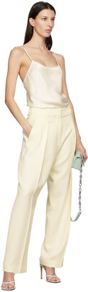 Victoria Beckham Off-White Wide Leg Pleated Trousers