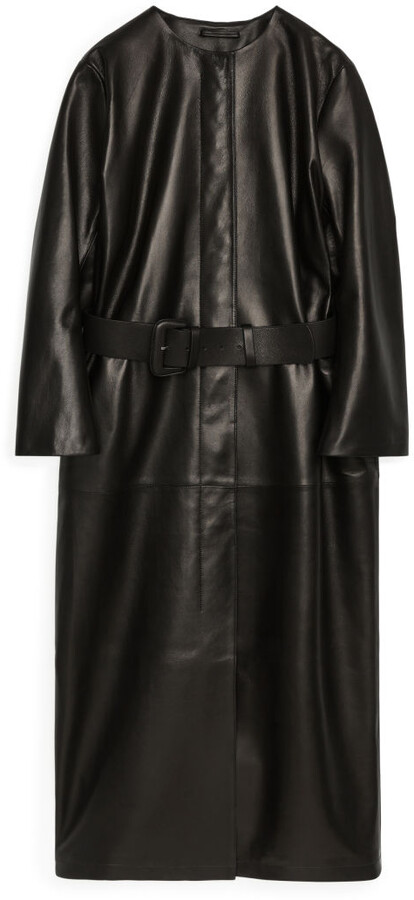 Arket Belted Leather Coat - ShopStyle
