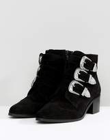 Thumbnail for your product : ASOS Design RELIEVE Wide Fit Suede Buckle Ankle Boots-Black