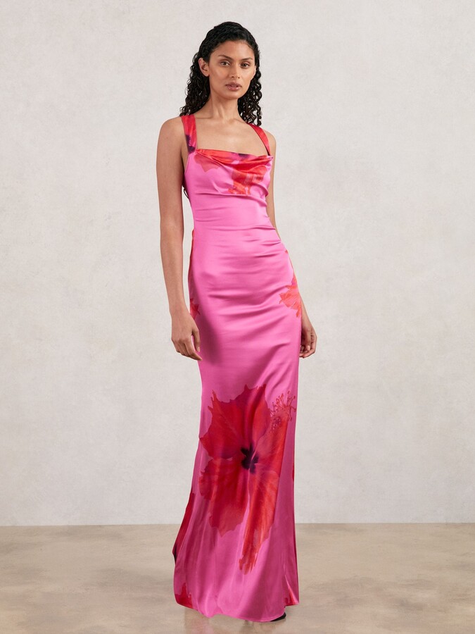Women's Pink Satin Floral Dresses ShopStyle UK