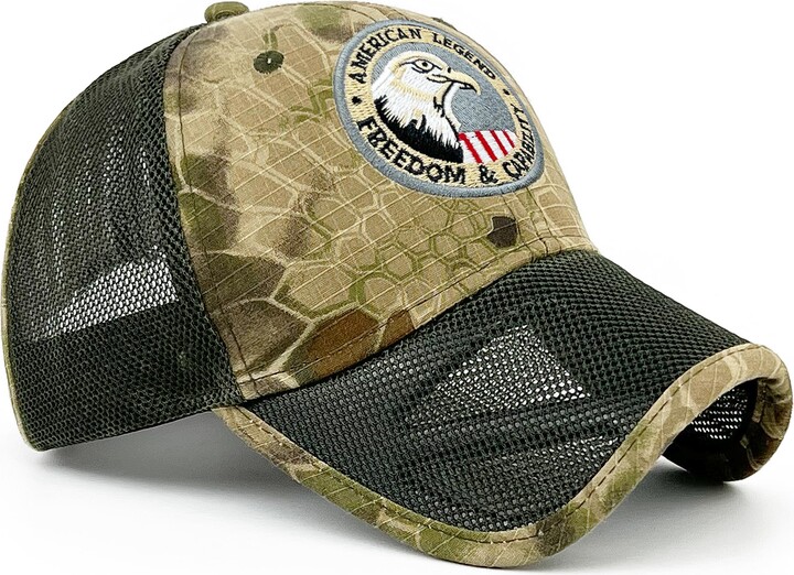 Loneshark Mens Camo Mesh Baseball Hat American Flag USA Eagle Tactical