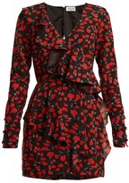 Thumbnail for your product : Raquel Diniz Anna Floral-print Silk-crepe Dress - Black Red