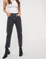 Thumbnail for your product : Levi's 501 high rise straight leg crop jeans in washed black