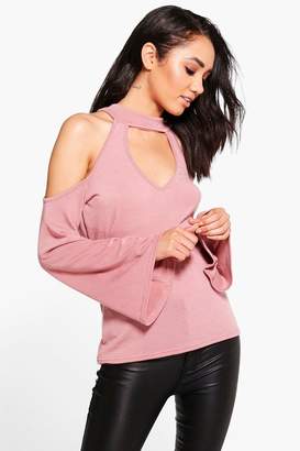 boohoo Petite Lucy Plunge Neck Tie Back Knitted Top