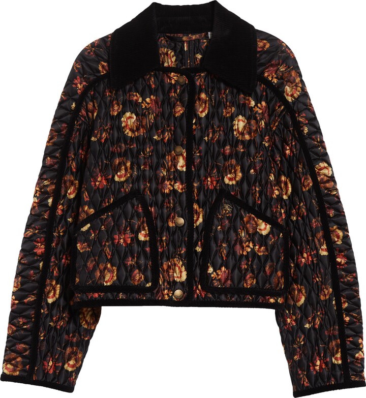 Burberry Crop Quilted Nylon Floriston Jacket