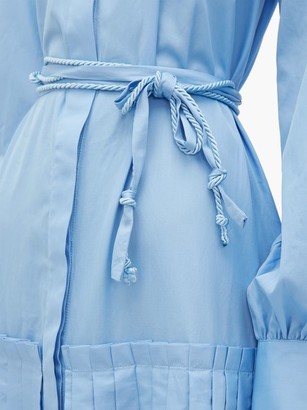 Evi Grintela Hydrangea Pleated Cotton-poplin Shirt Dress - Blue