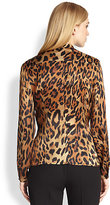 Thumbnail for your product : Escada Leopard Ruffle Silk Blouse