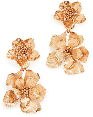 Oscar de la Renta Classic Flower Drop Earrings