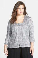 Thumbnail for your product : Alex Evenings Print Mesh Twinset (Plus Size)
