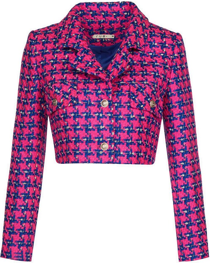KEIRAA Women's Long Sleeve Plaid Tweed Open Front Cropped Jacket Work  Office Pink Formal Casual Blazer Coat (as1, Alpha, s, Regular, Regular) at   Women's Clothing store