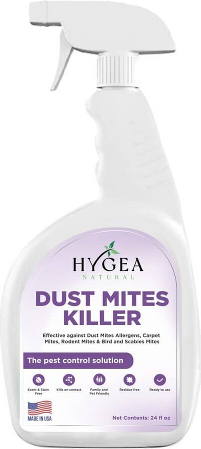 Hygea Natural Dust Mite Killer Spray 24 oz. Ready to use-Eliminates Dust Mites, Carpet Mites, Rodent Mites, Insect Killer