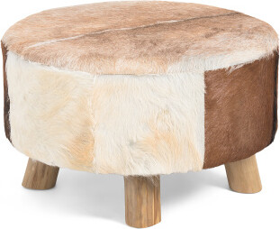 TJMAXX 26X16 Leather Animal Print Ottoman, Polyester/Leather