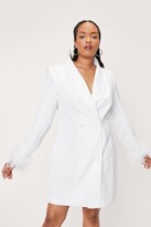 Thumbnail for your product : Nasty Gal Womens Plus Size Bridal Feather Trim Blazer Dress - White - 18