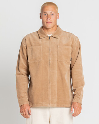 Rusty Men's Brown Long Sleeve T-Shirts - Coup Cord Long Sleeve Overshirt