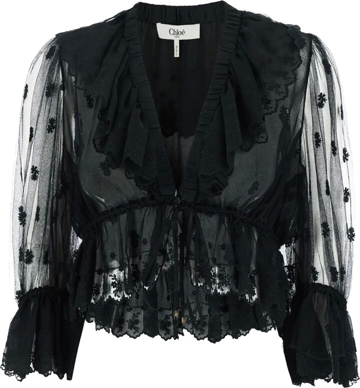 Chloé Ruffle-Detail Sheer Blouse