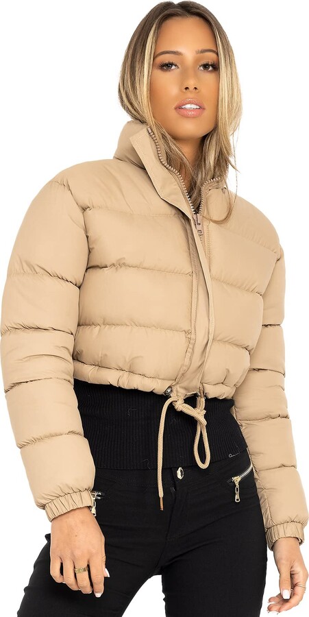 cropped bomber puffer jacket