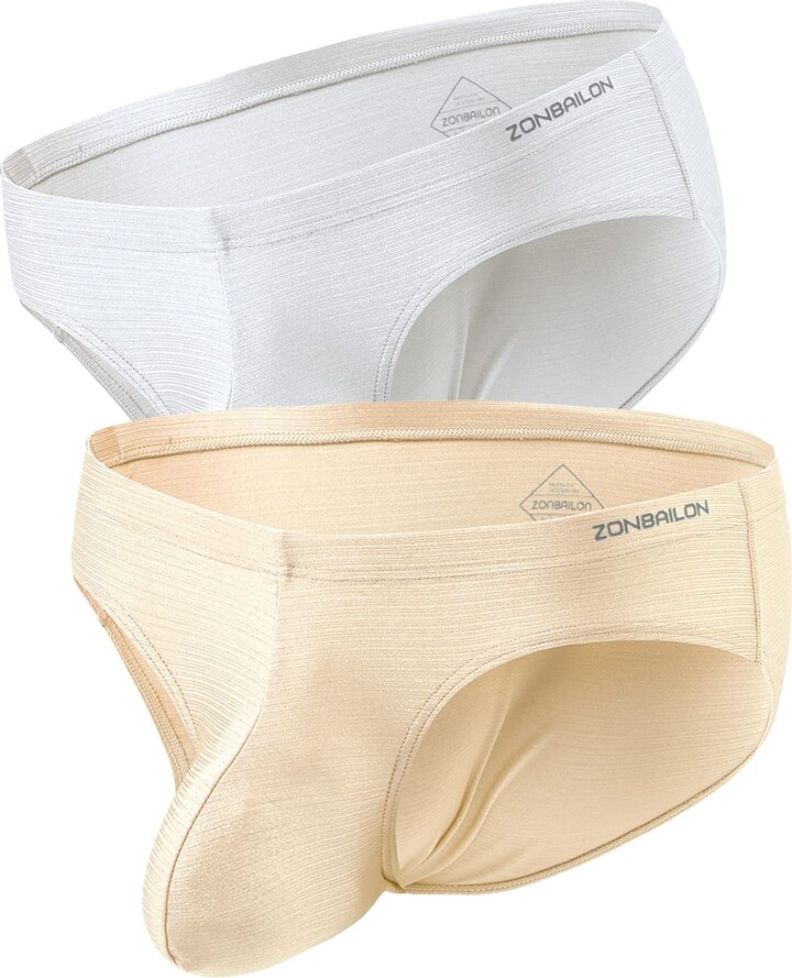 BIATWOWR Man Underpants Male Underwear Briefs with Fly Ice Silk Sexy