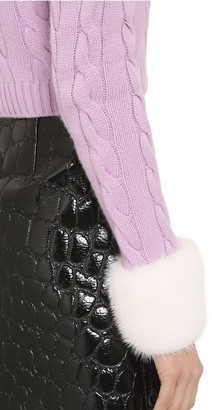 Miu Miu Waved Knit Cardigan W/fur Details