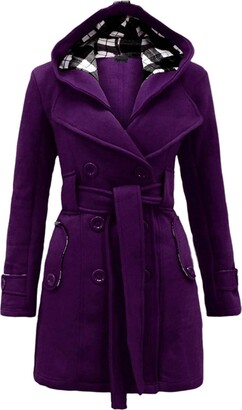 purple double breasted coat