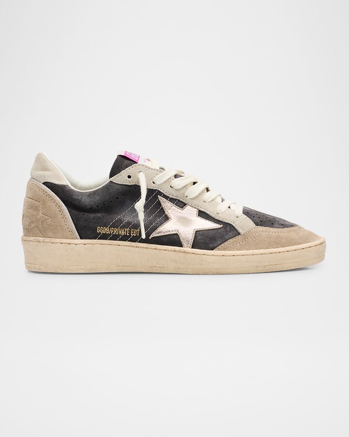 ballstar mixed leather low top sneakers