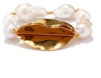 Jil Sander Baroque-pearl & Leaf Pendant Bracelet - Pearl