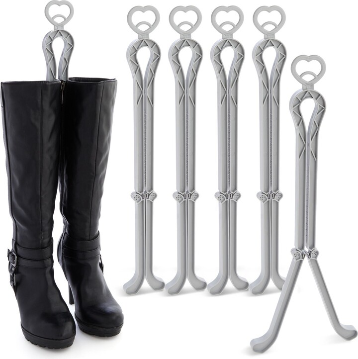 Juvale 6 Pack Folding Boot Shaper Stands for Storage, Grey Inserts