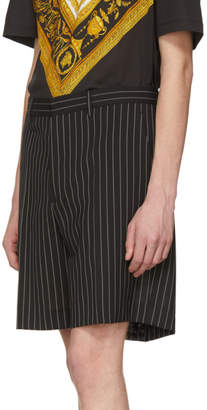 Versace Black and White Pinstripe Shorts