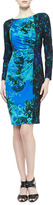 Thumbnail for your product : David Meister Long-Sleeve Contrast Print Dress, Turquoise/Black
