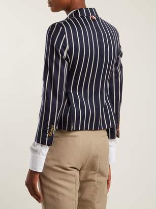 Thom Browne Single-breasted Striped Wool-blend Blazer - Womens - Navy