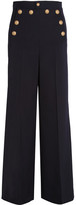 Thumbnail for your product : RED Valentino Stretch-piqué Wide-leg Pants - Midnight blue