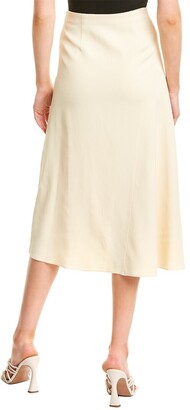 Vince Asymmetric Seam Linen-Blend Midi Skirt