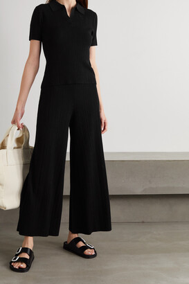 Ninety Percent Cropped Ribbed Lyocell-blend Wide-leg Pants
