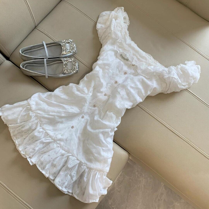 ZHUOLIN Korean Sweet Lace Short Dress Women College Style Elegant New A-line Dresses Off Shoulder Sexy Design White Casual Clothing 2025